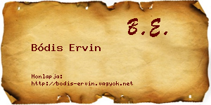 Bódis Ervin névjegykártya